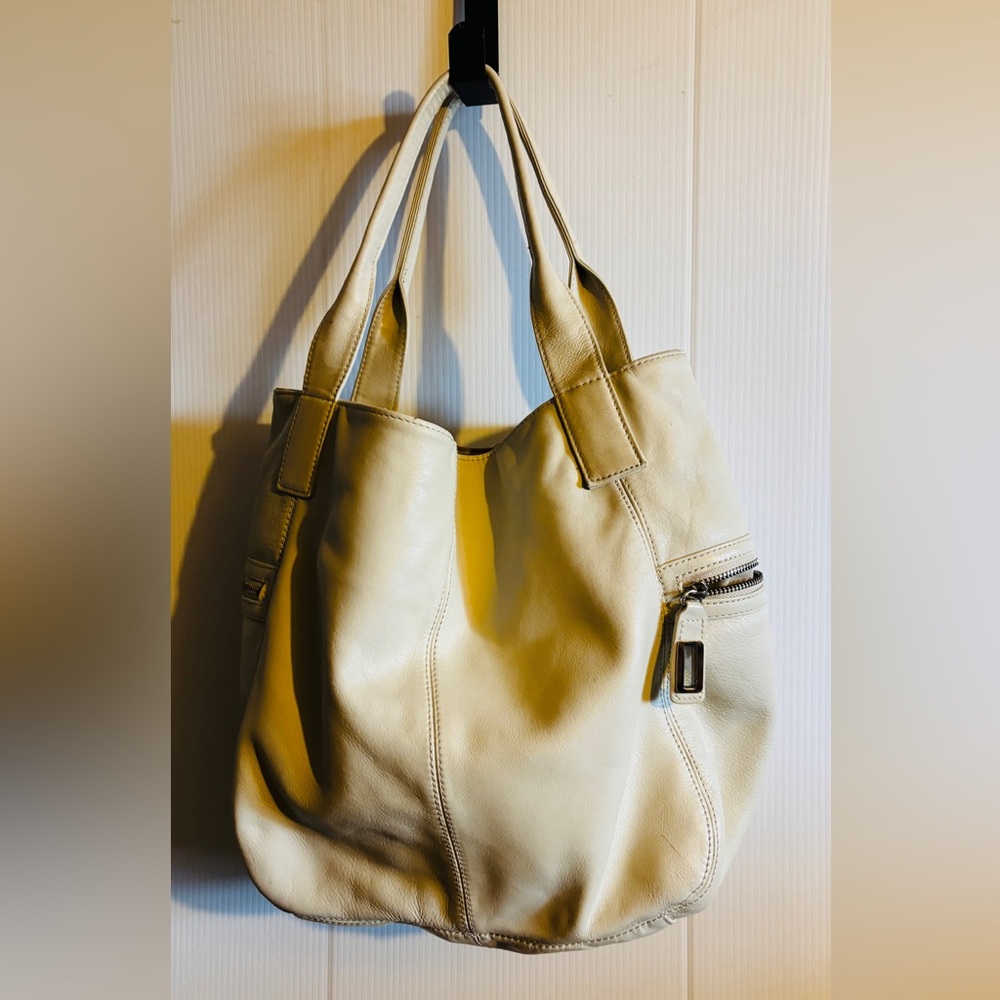 Alfani cream leather hobo-style shoulder bag